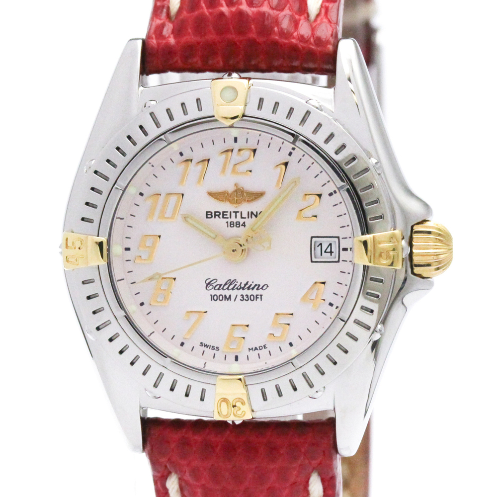 BREITLING Callistino 18K Gold Steel Quartz Ladies Watch B52345 Polished